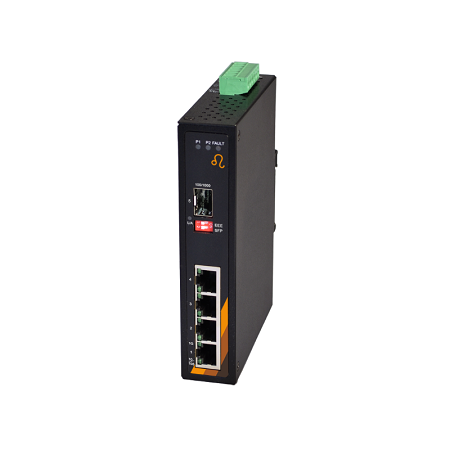 5-Port Unmanaged Industrial Gigabit Ethernet Switch | 4 ETH + 1 SFP