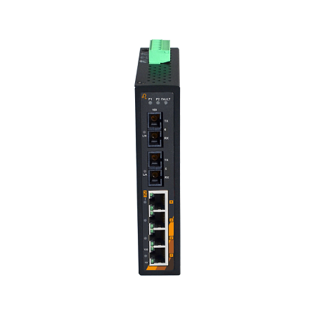 6-Port Industrial PoE+ Ethernet Switch | 4 ETH + 2 SC/ST