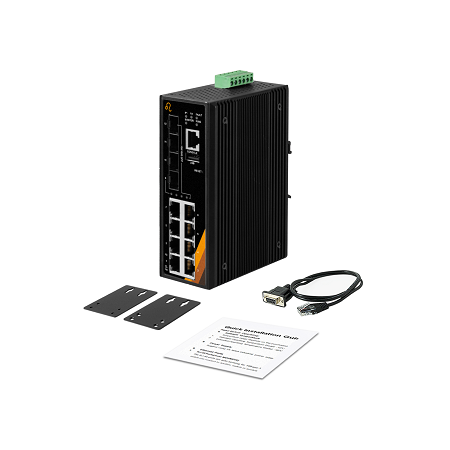 12-Port Industrial Gigabit Managed Ethernet Switch | 8 ETH + 4 SFP