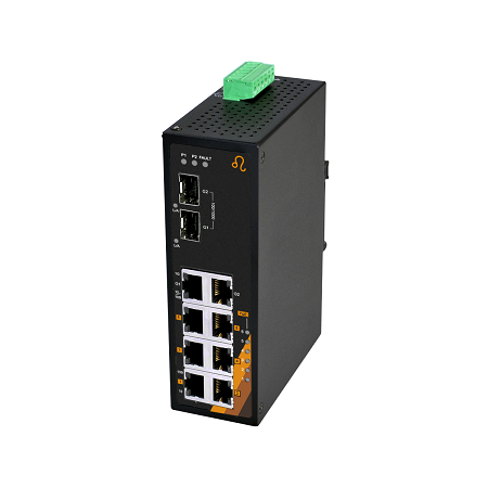 8-Port Industrial PoE+ Ethernet Switch | 6 FETH + 2 RJ45 and 2 SC/ST