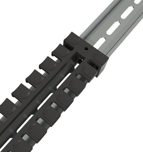 Strain relief modules for DIN rails